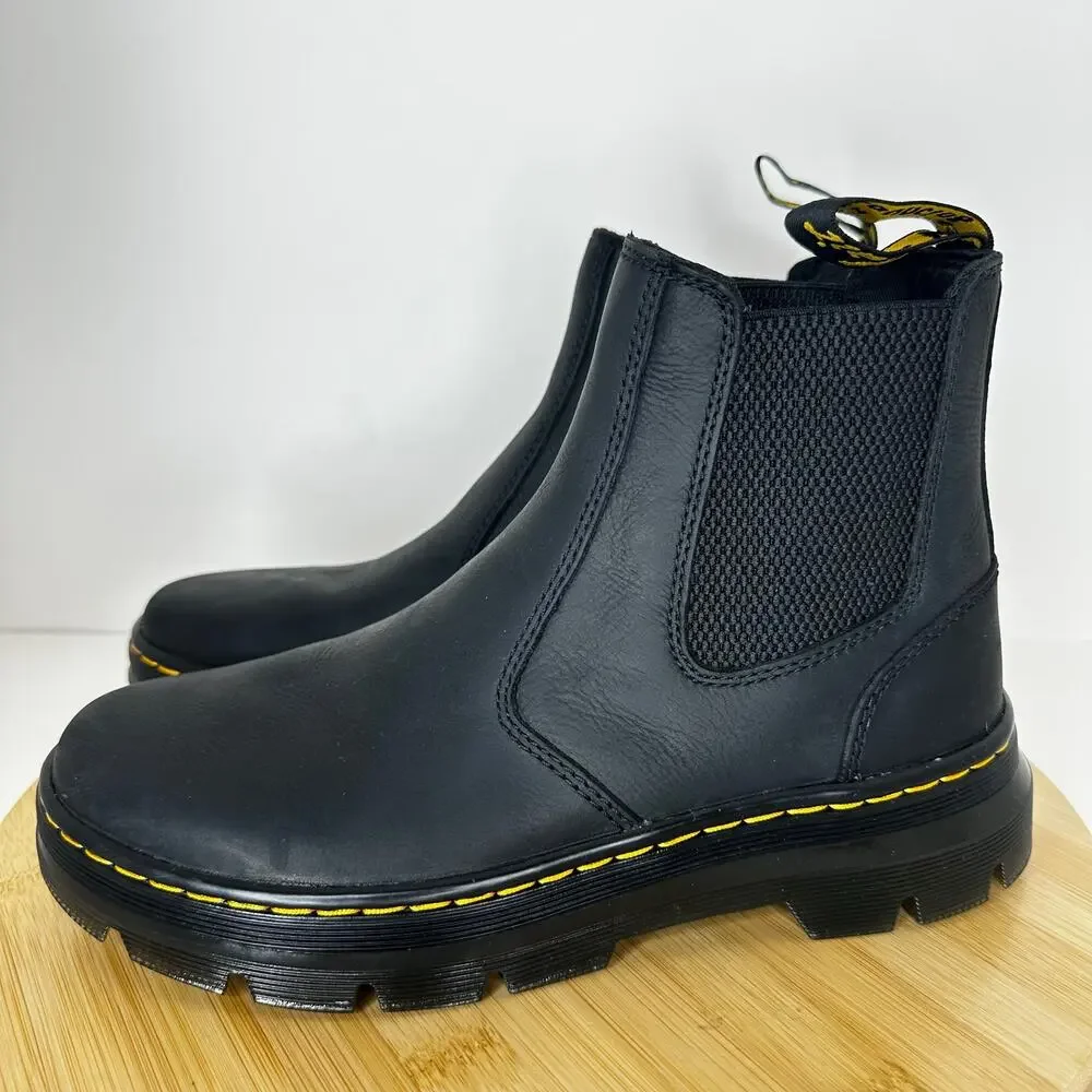 Dr. Martens Embury Chelsea Boots Black Leather Elastic Gore Mens 7 Womens 8 NWOB